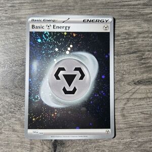 Basic Energy Steel Holo Pokémon Card ☆ 3 SWIRLS ☆